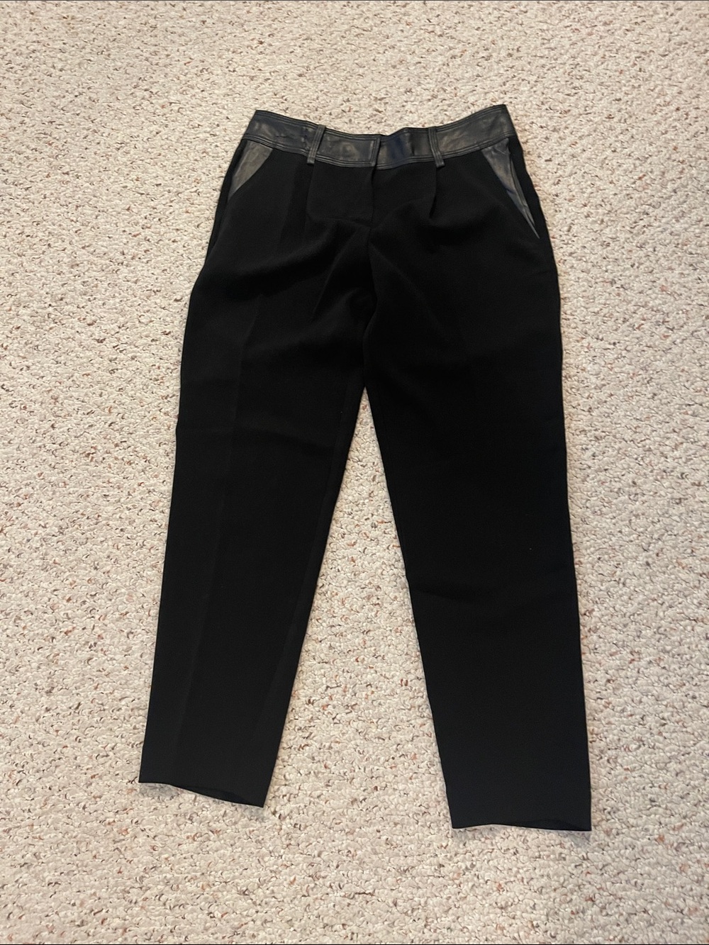 Ann Taylor Black Men's Dress Pants with Leather Trim